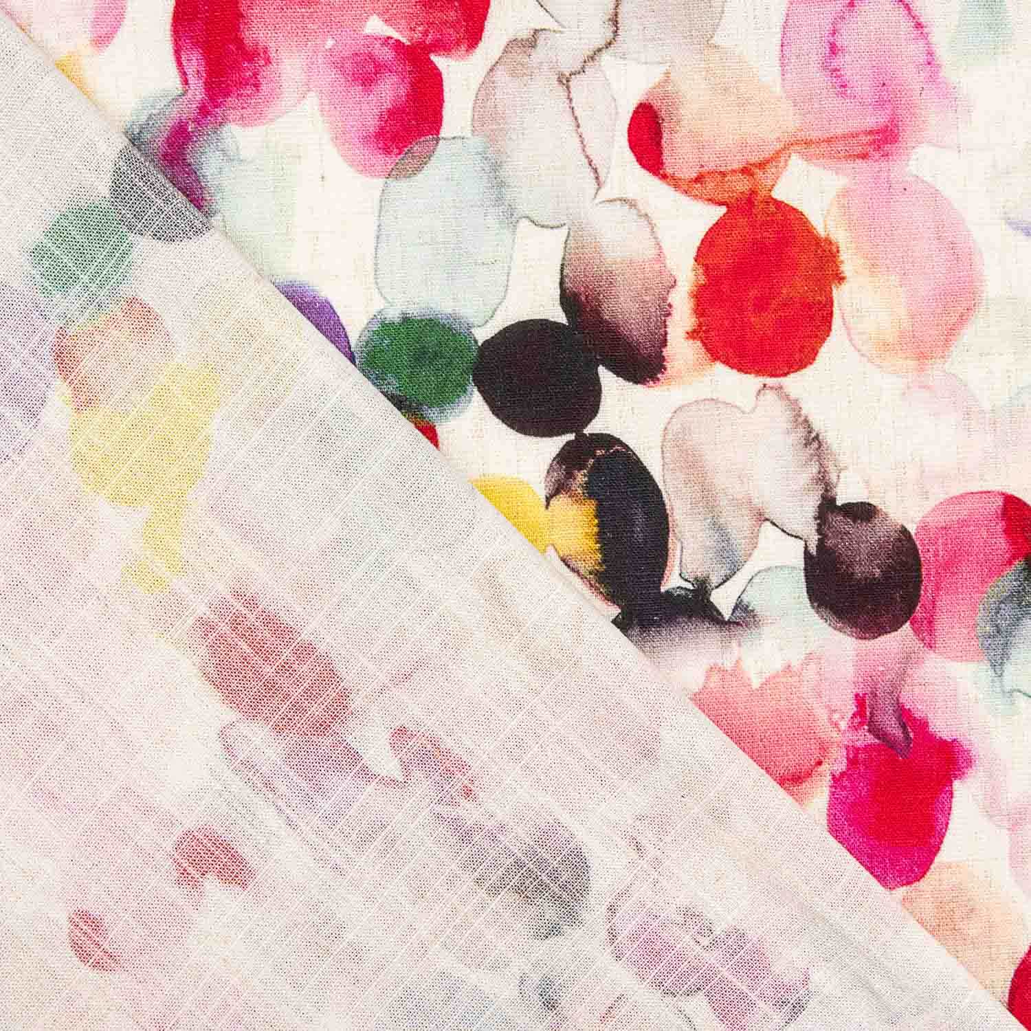 Lino con Viscosa Estampado Abstracto Multicolor - Ribes y Casals
