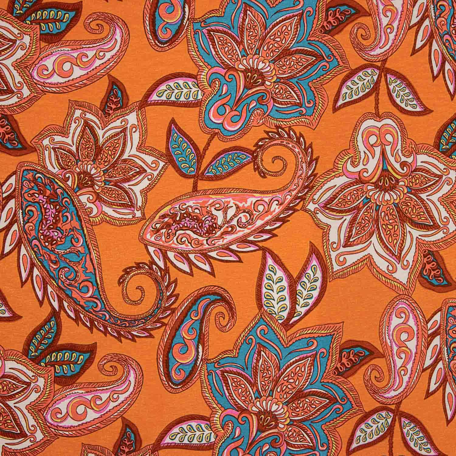 Punto Viscosa Paisley Bohemio Naranja - Ribes y Casals