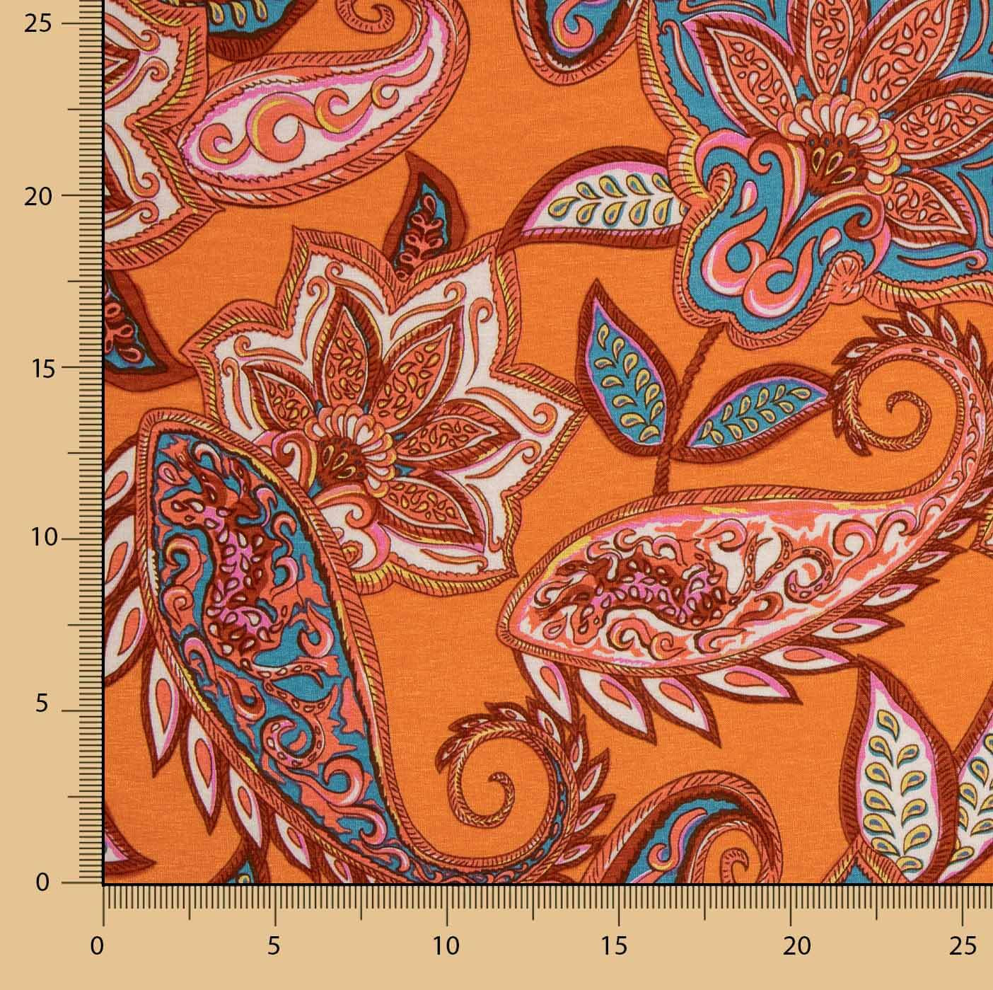 Punto Viscosa Paisley Bohemio Naranja - Ribes y Casals