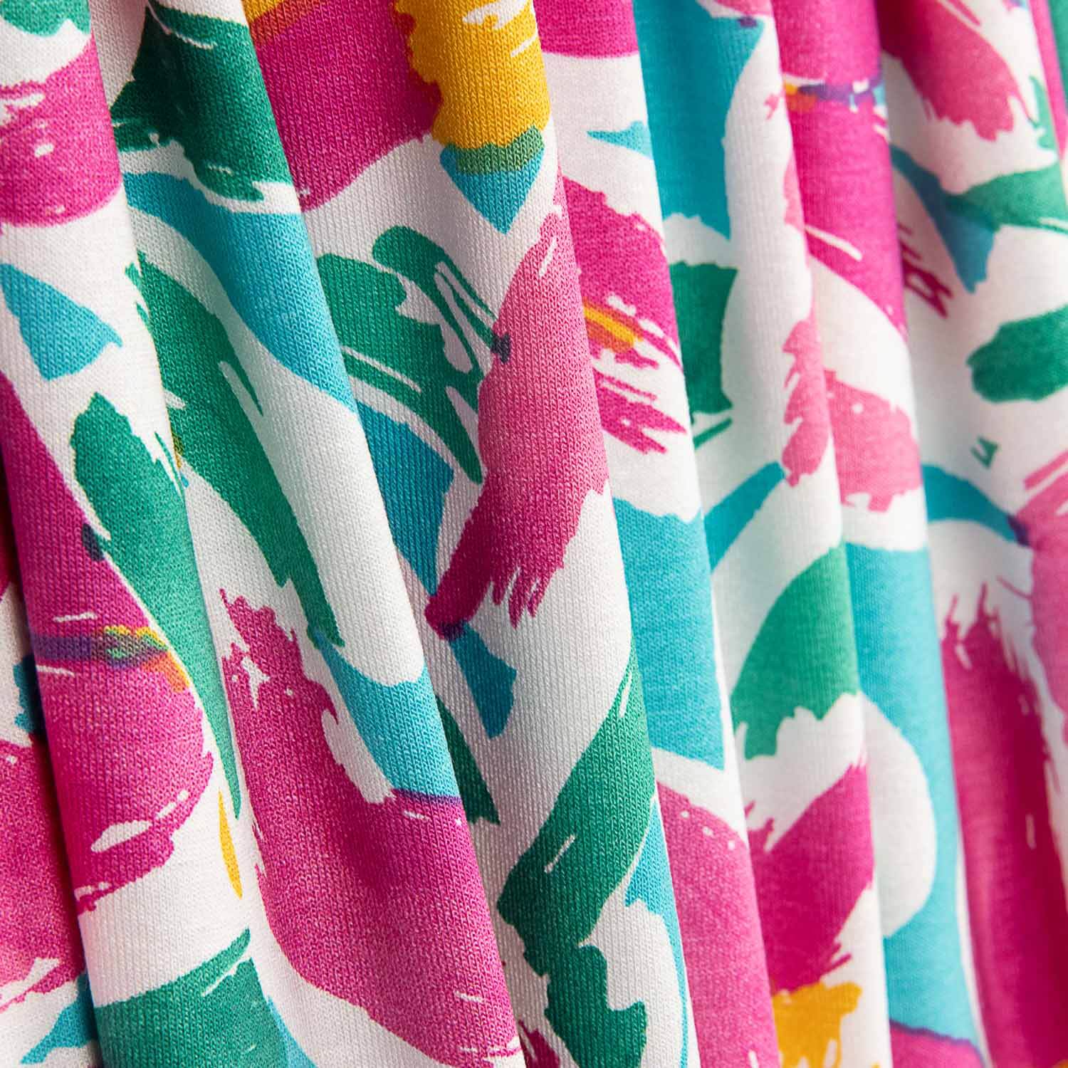 Punto Viscosa Floral Tropical Turquesa - Ribes y Casals