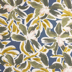 Punto Viscosa Estampada Floral Azul y Mostaza - Ribes y Casals