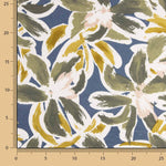 Punto Viscosa Estampada Floral Azul y Mostaza - Ribes y Casals