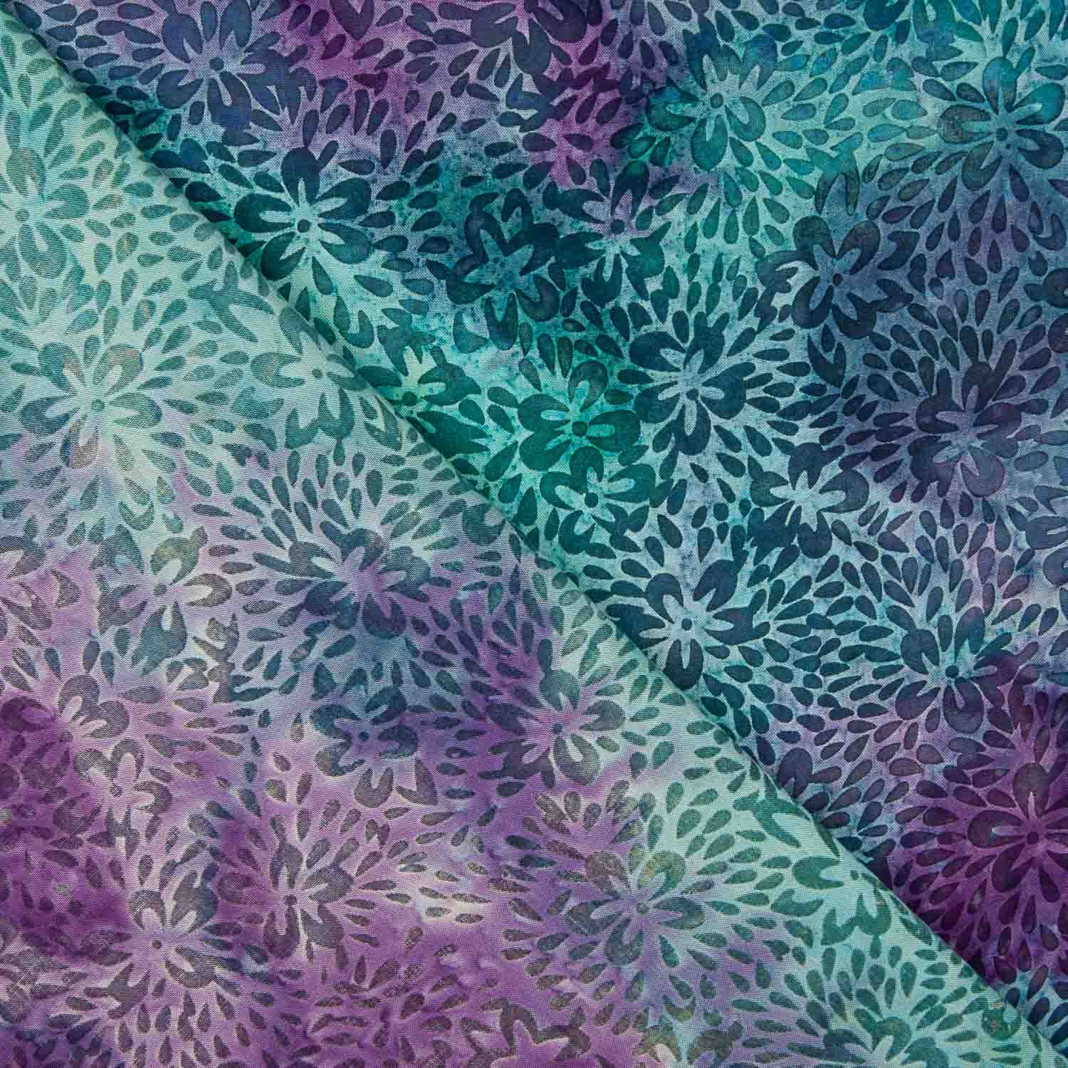 Punto Algodón Batik Verde y Morado - Ribes y Casals