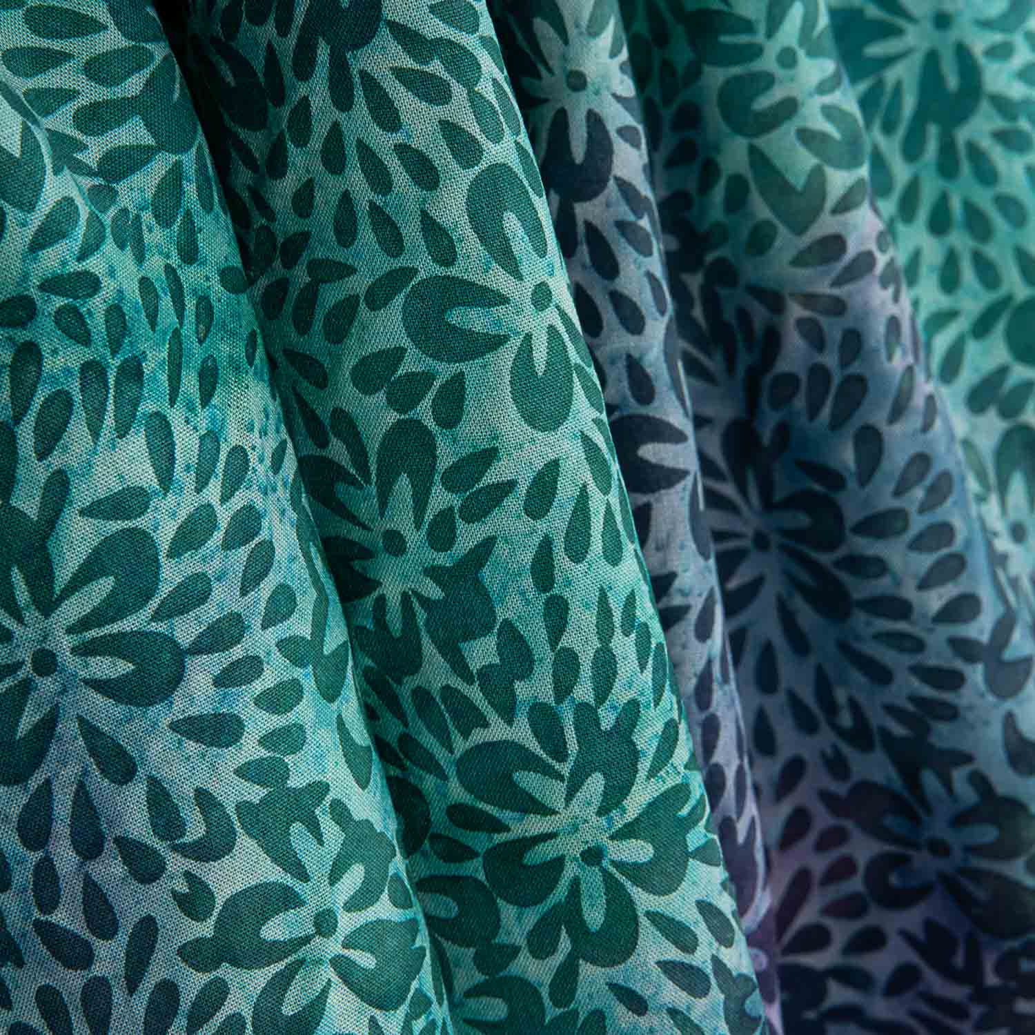 Punto Algodón Batik Verde y Morado - Ribes y Casals