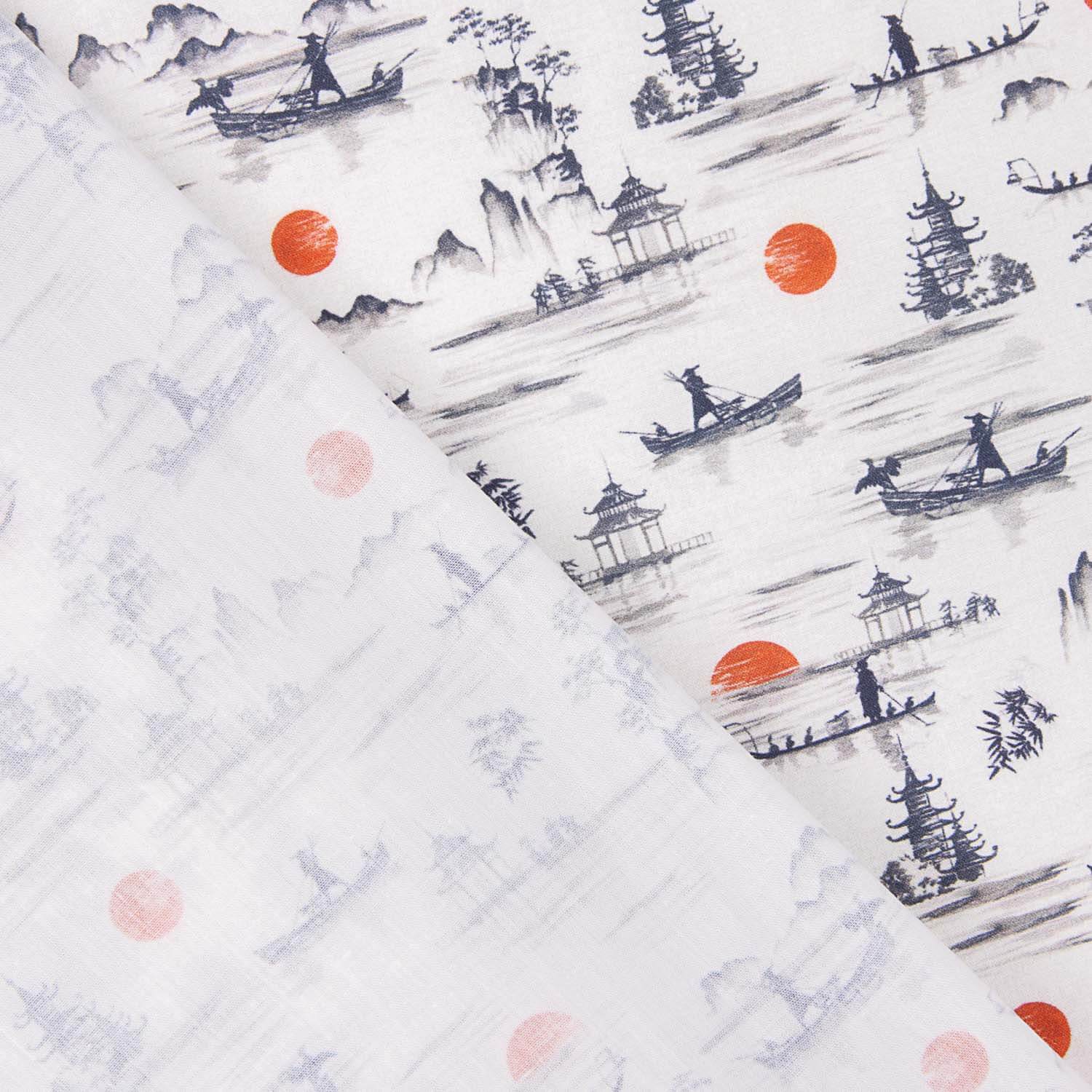 Percal Estampado Yong Rojo - Ribes y Casals