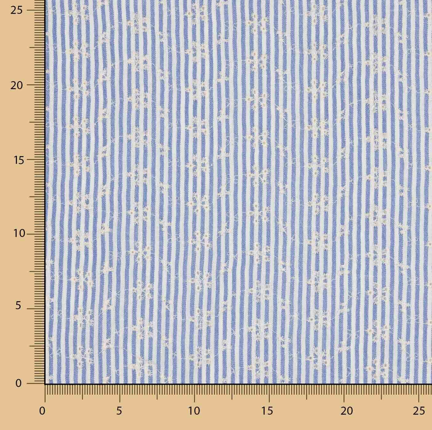 Algodón Bordada Rayas Azules - Ribes y Casals