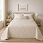 Jacquard Hogar Reversible Blanco y Natural con Lino - Ribes y Casals