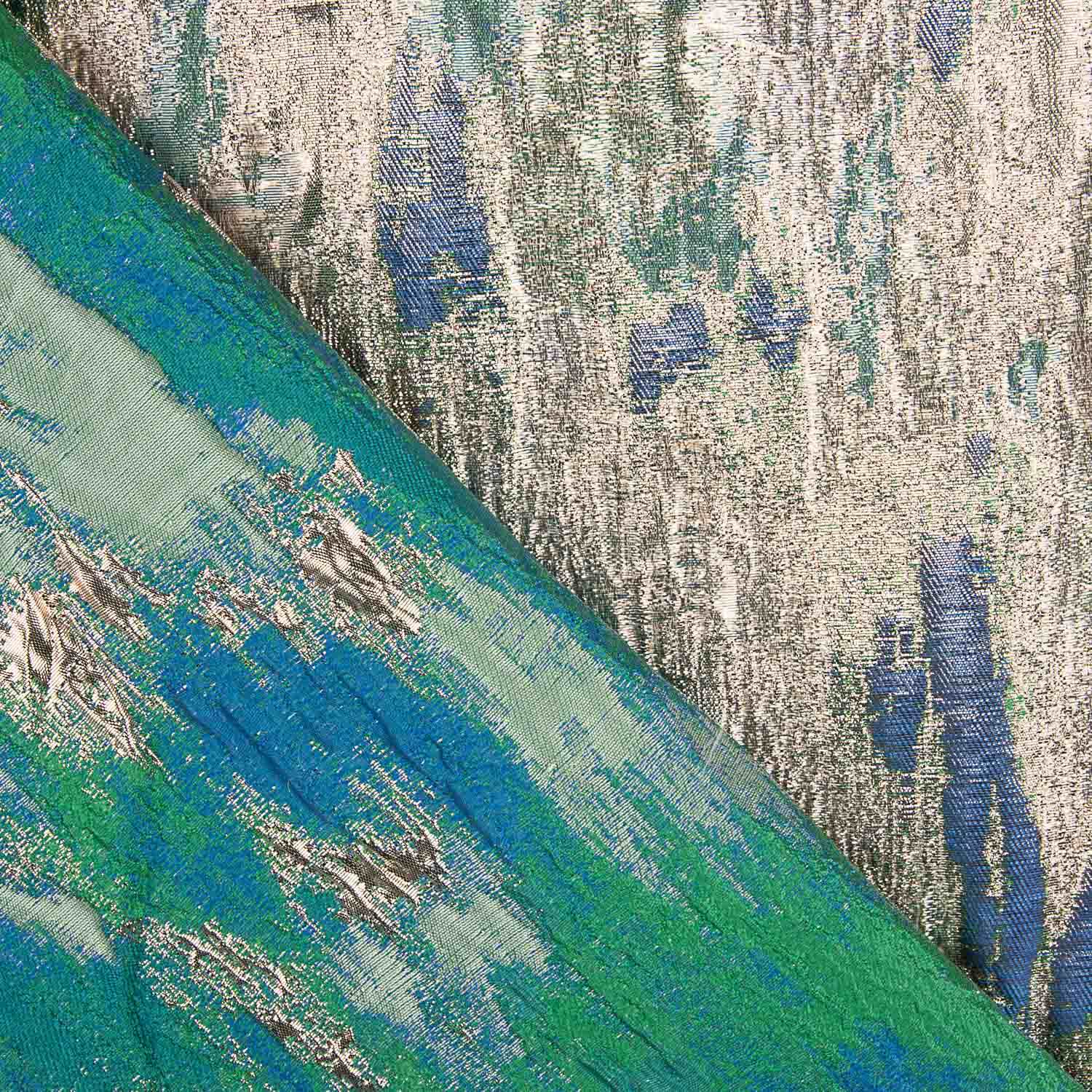 Brocado Lurex Estampado Abstracto Verde Azul - Ribes y Casals