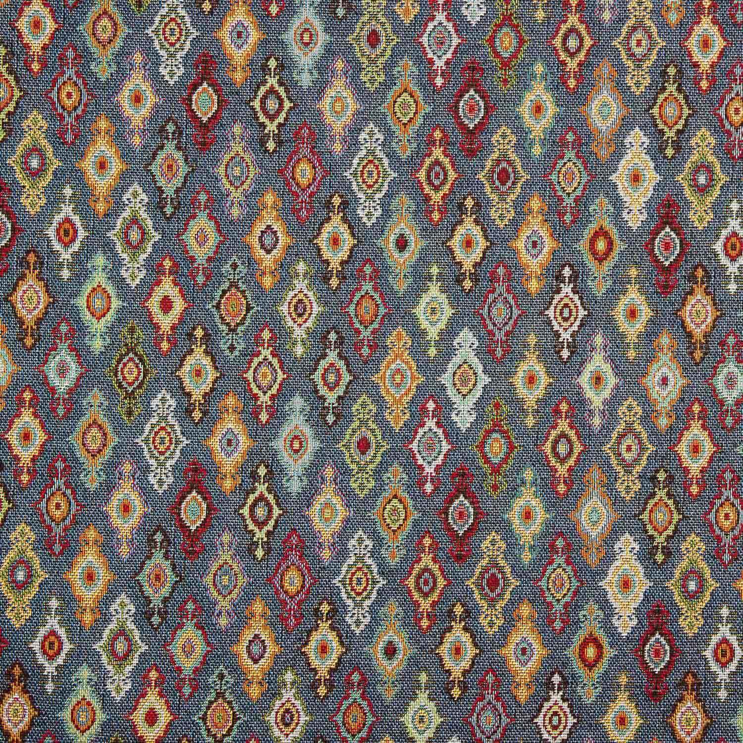 Gobelino Estampado Étnico Rombos Fondo Azul - Ribes y Casals