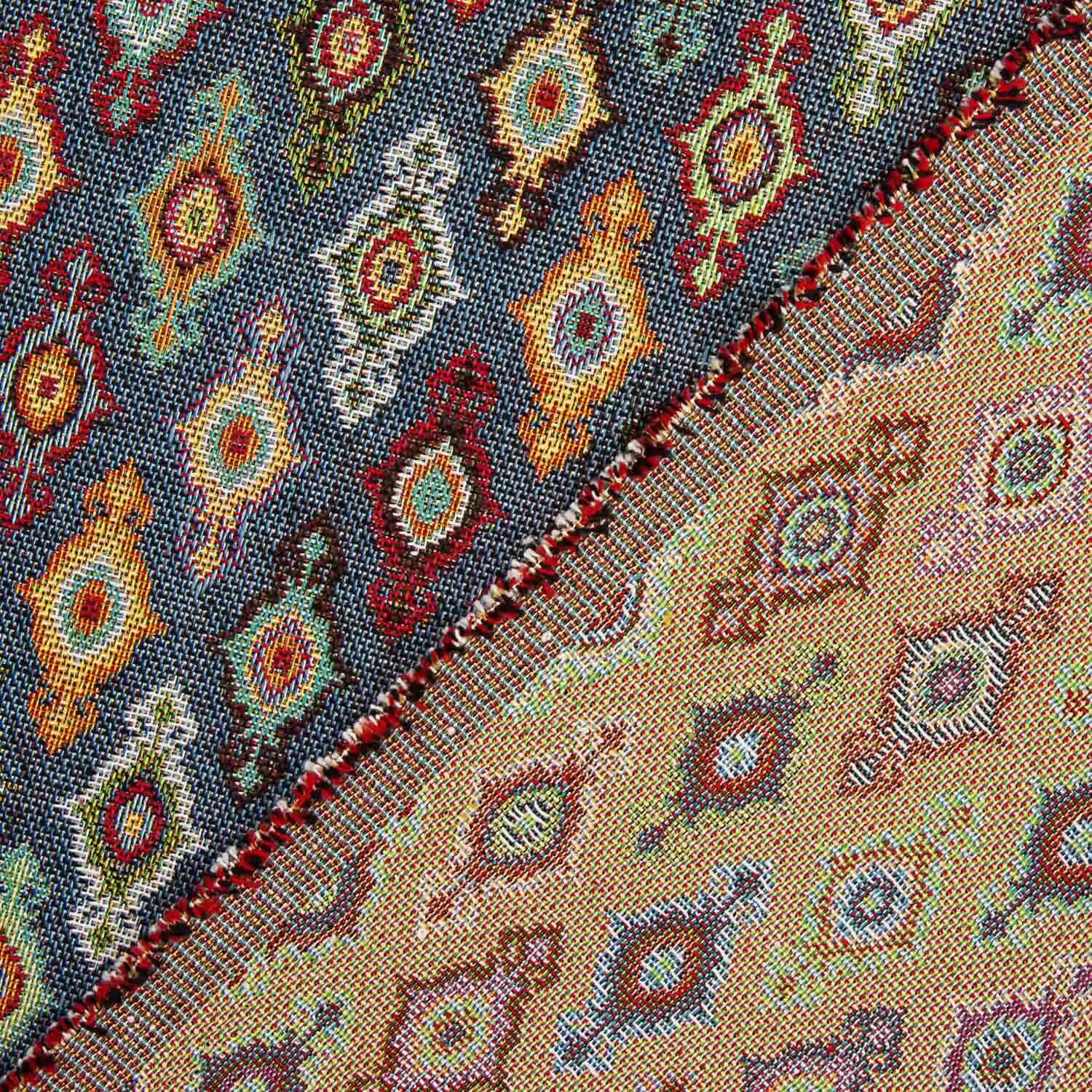 Gobelino Estampado Étnico Rombos Fondo Azul - Ribes y Casals