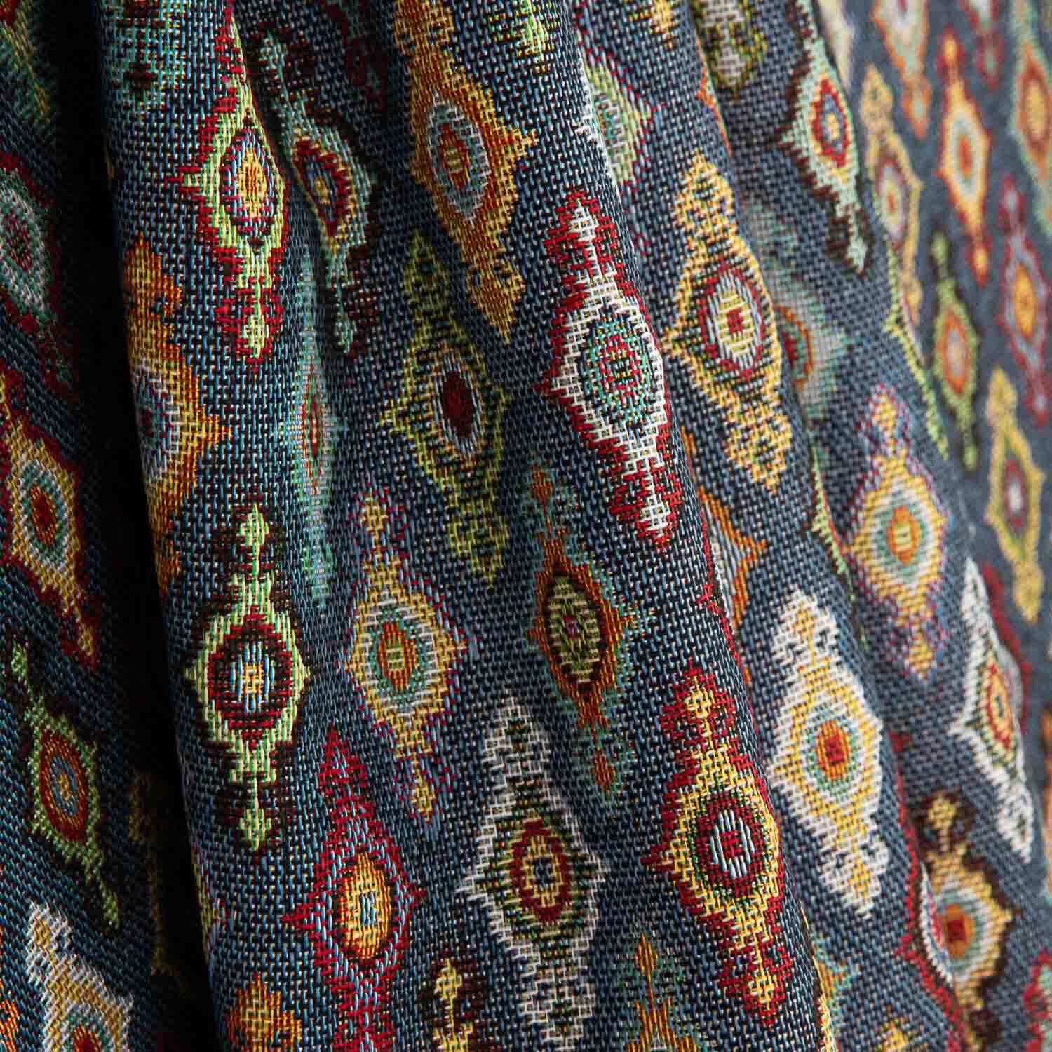 Gobelino Estampado Étnico Rombos Fondo Azul - Ribes y Casals