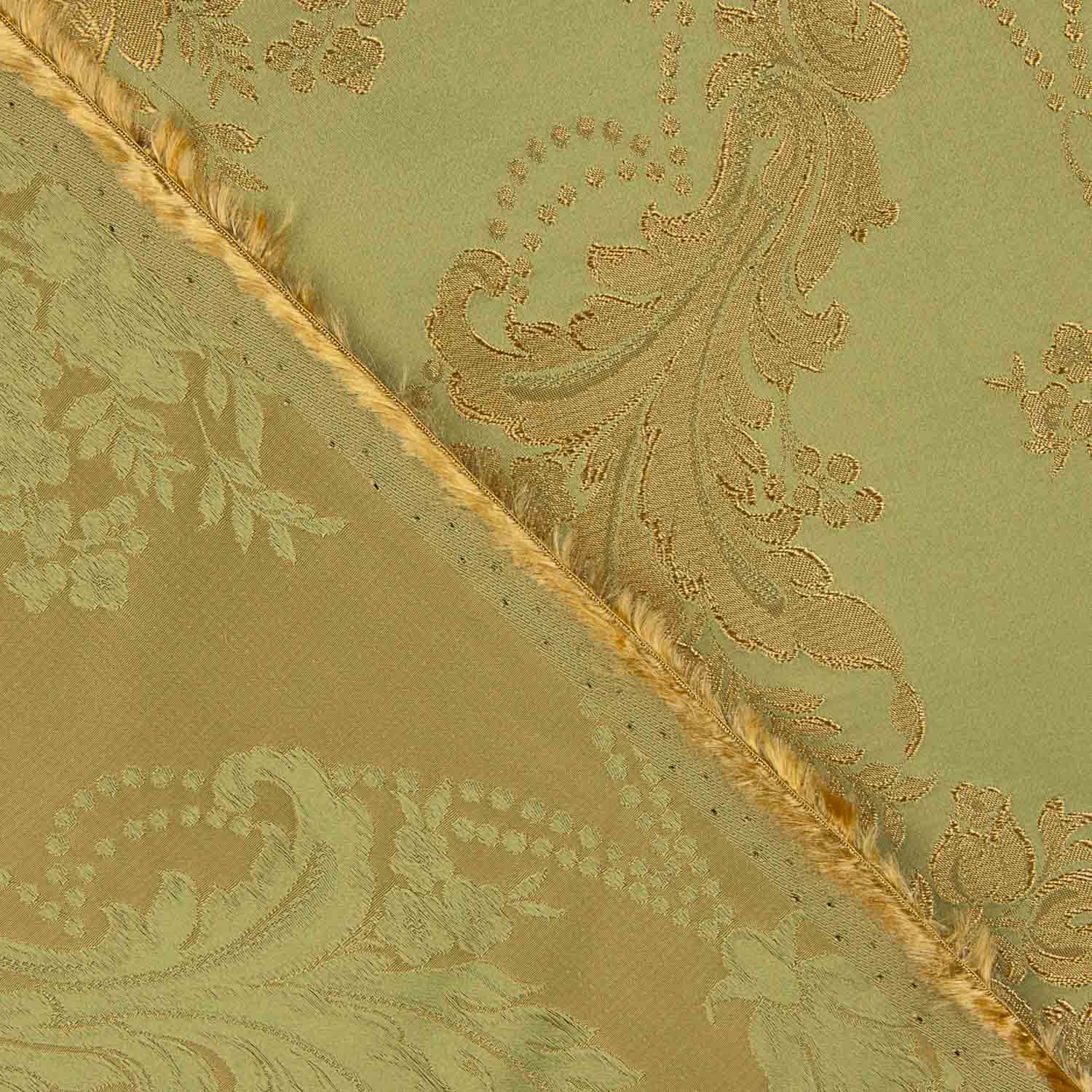 Jacquard Floral Clásico Verde y Dorado - Ribes y Casals