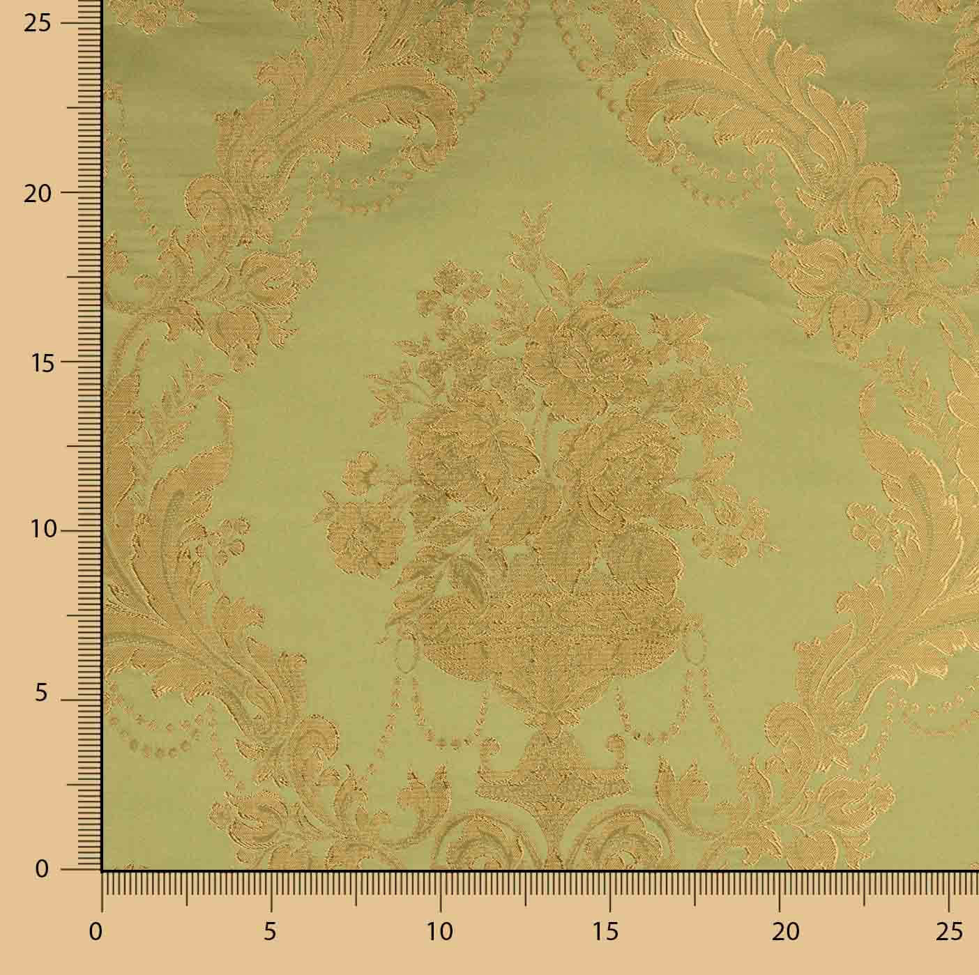 Jacquard Floral Clásico Verde y Dorado - Ribes y Casals