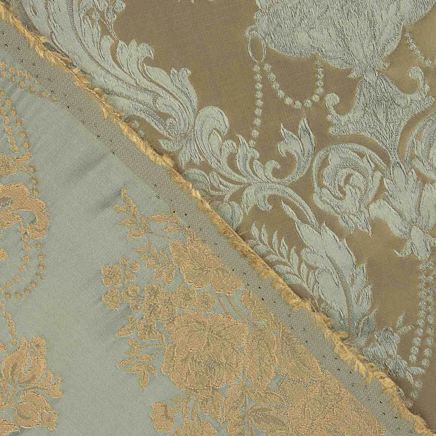 Jacquard Floral Clásico Verde Pálido y Beige - Ribes y Casals