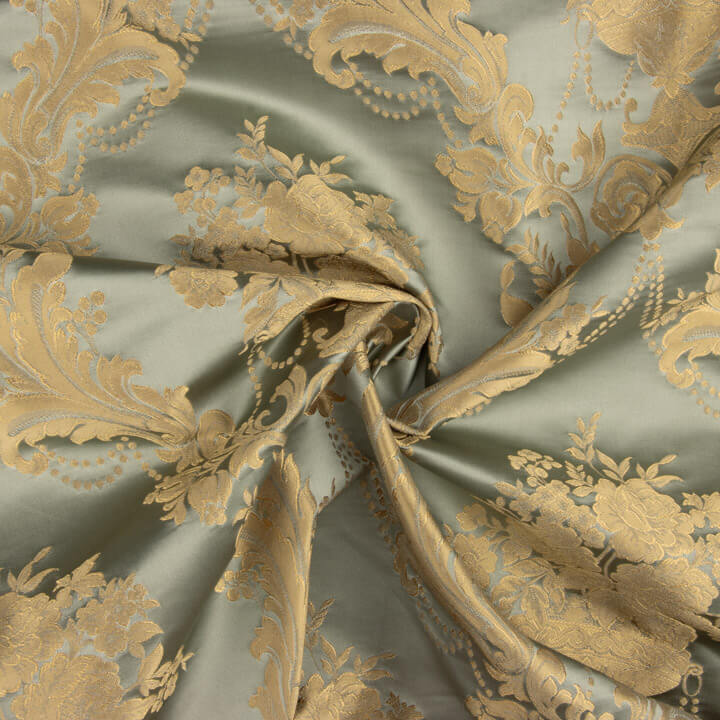 Retal Jacquard Floral Clásico Verde Pálido y Beige - Varias medidas x ancho de 145 cm - Ribes y Casals