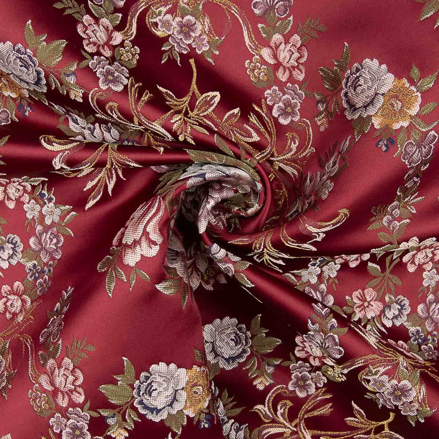 Jacquard Floral con Lúrex Rojo - Ribes y Casals