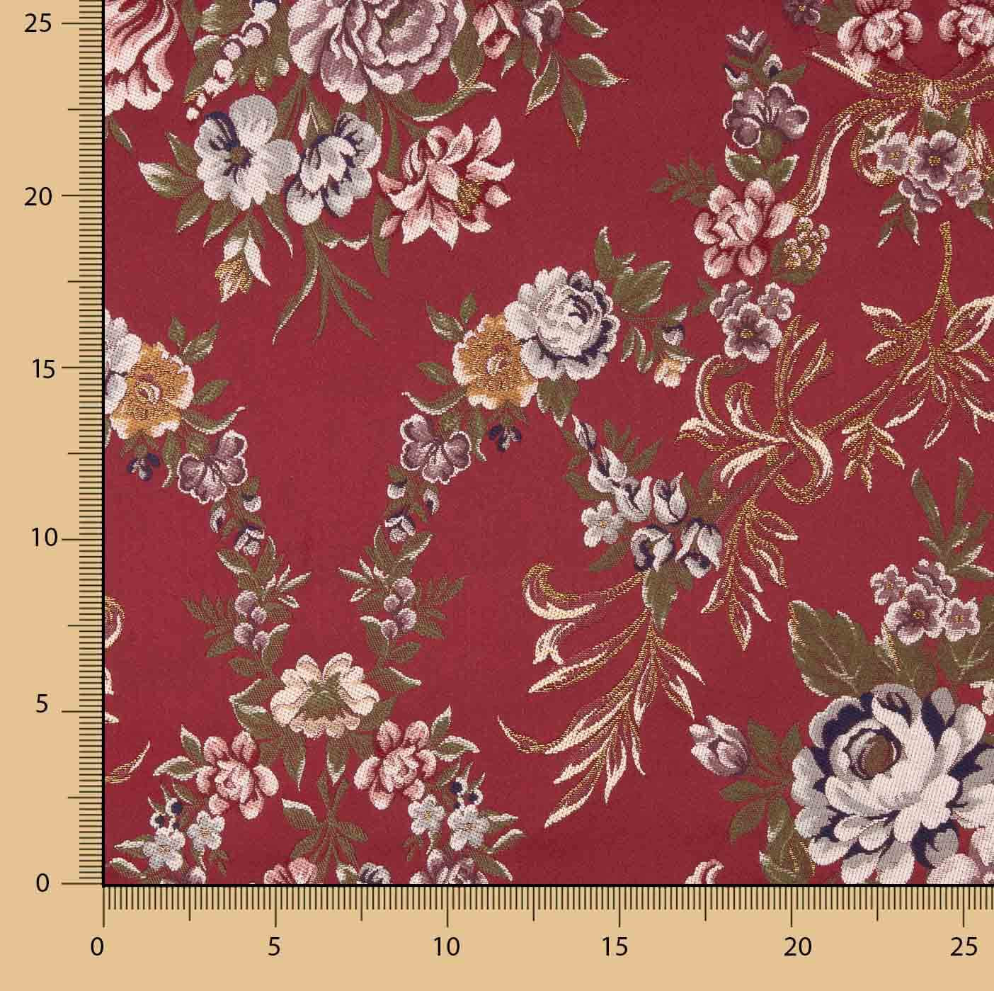 Jacquard Floral con Lúrex Rojo - Ribes y Casals