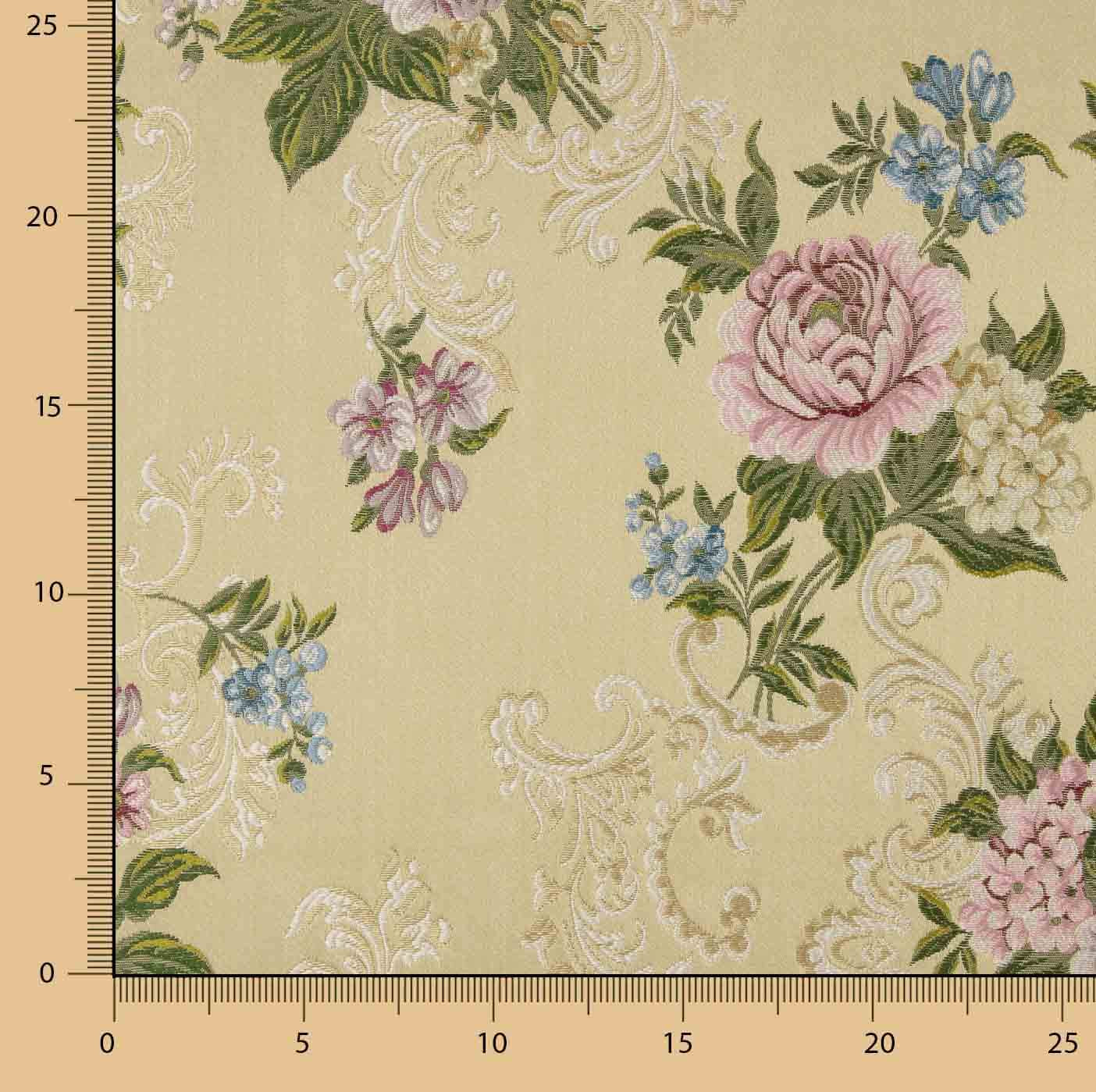 Jacquard Floral Romántico Beige - Ribes y Casals