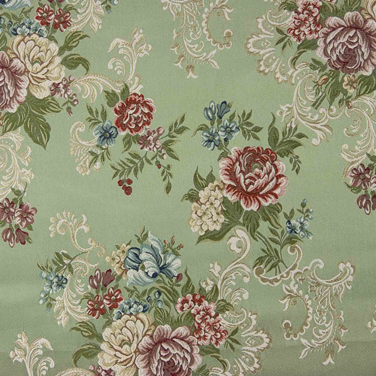 Jacquard Floral Romántico Verde - Ribes y Casals