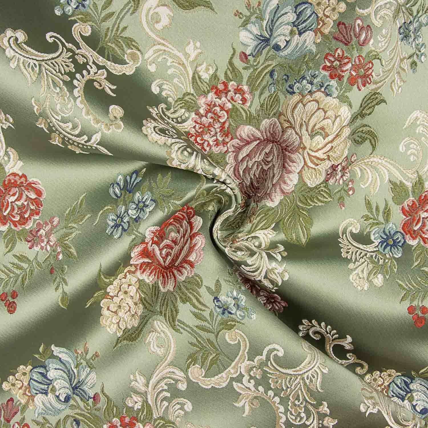 Jacquard Floral Romántico Verde - Ribes y Casals