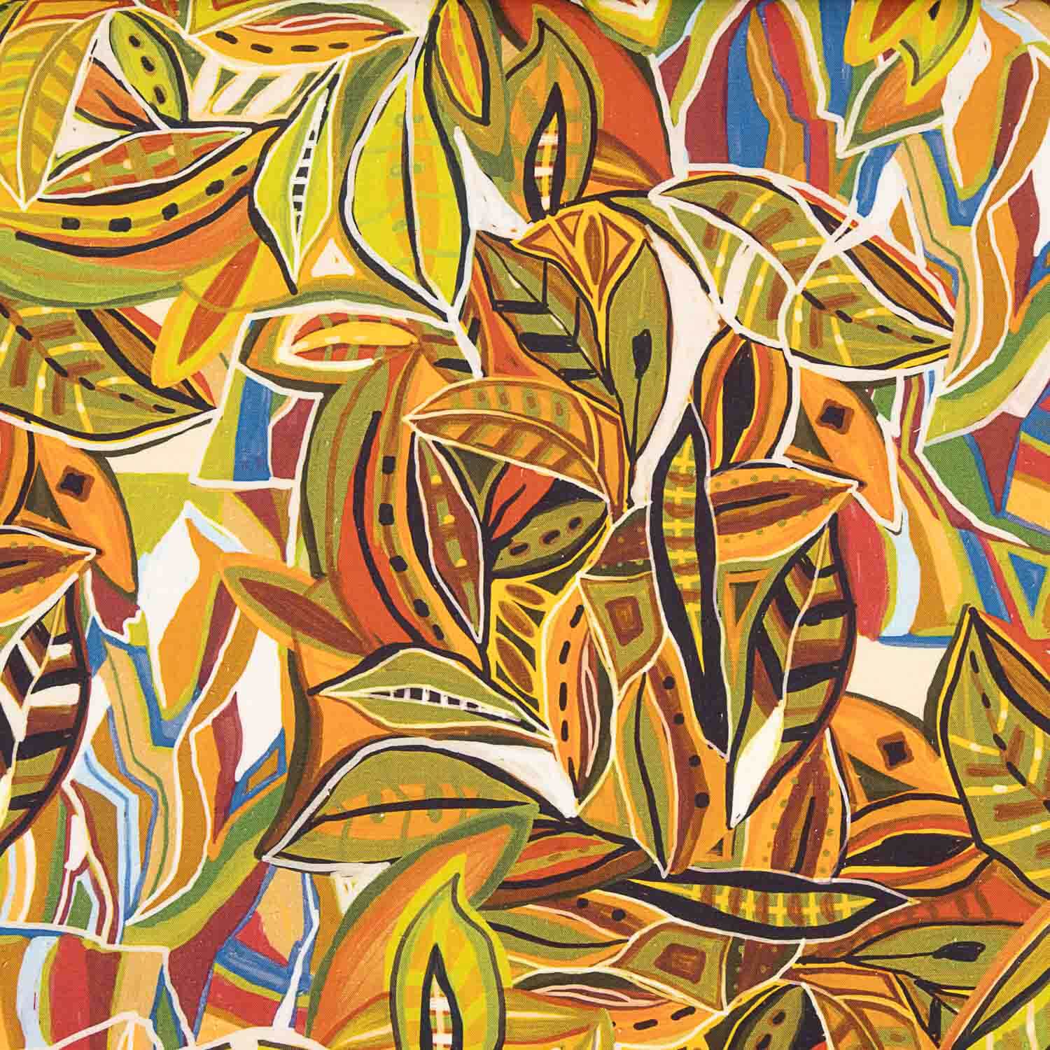 Lino Algodón Estampado Hojas Abstractas Basilea - Ribes y Casals