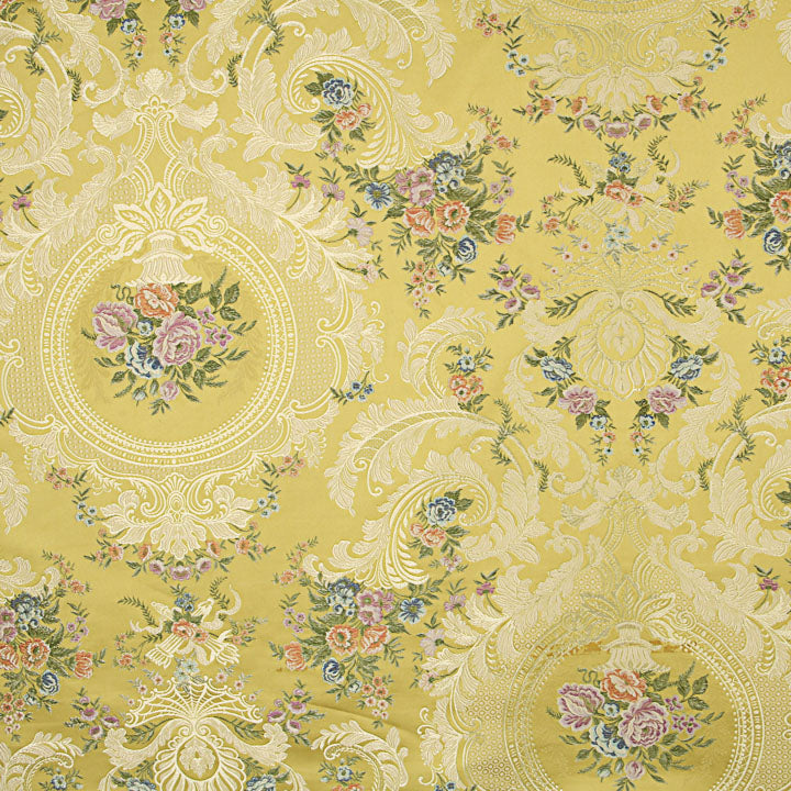 Brocado Jacquard Damasco Floral Amarillo y Dorado - Ribes y Casals