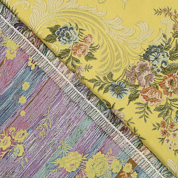 Brocado Jacquard Damasco Floral Amarillo y Dorado - Ribes y Casals