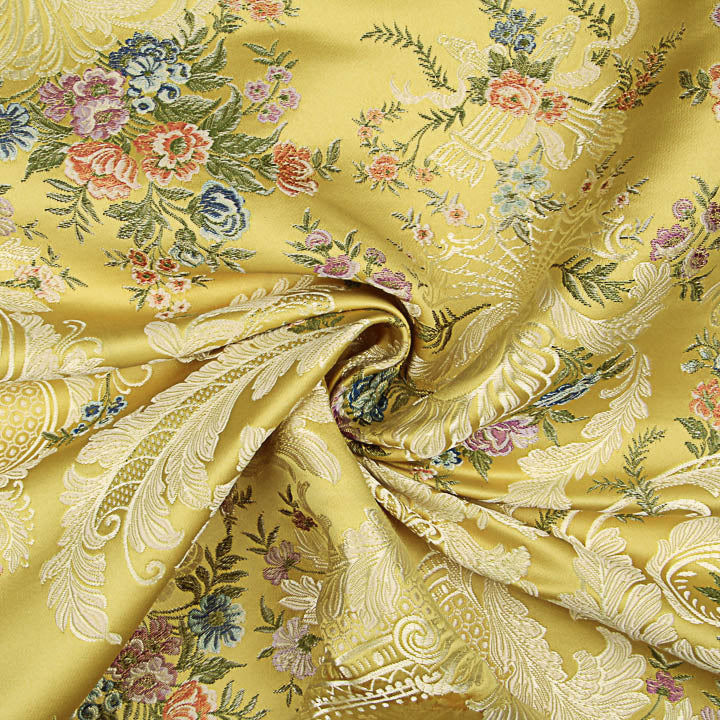 Brocado Jacquard Damasco Floral Amarillo y Dorado - Ribes y Casals