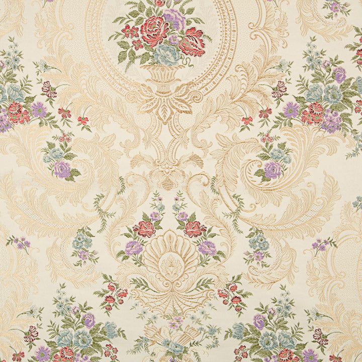 Brocado Jacquard Damasco Floral Beige y Dorado - Ribes y Casals