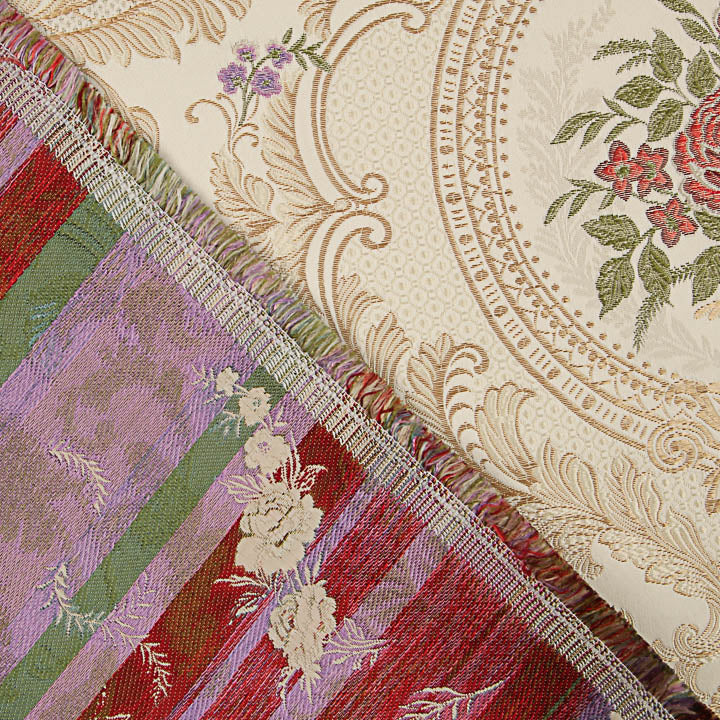 Brocado Jacquard Damasco Floral Beige y Dorado - Ribes y Casals