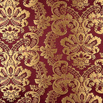 Brocado Jacquard Damasco Dorado Burdeos - Ribes y Casals