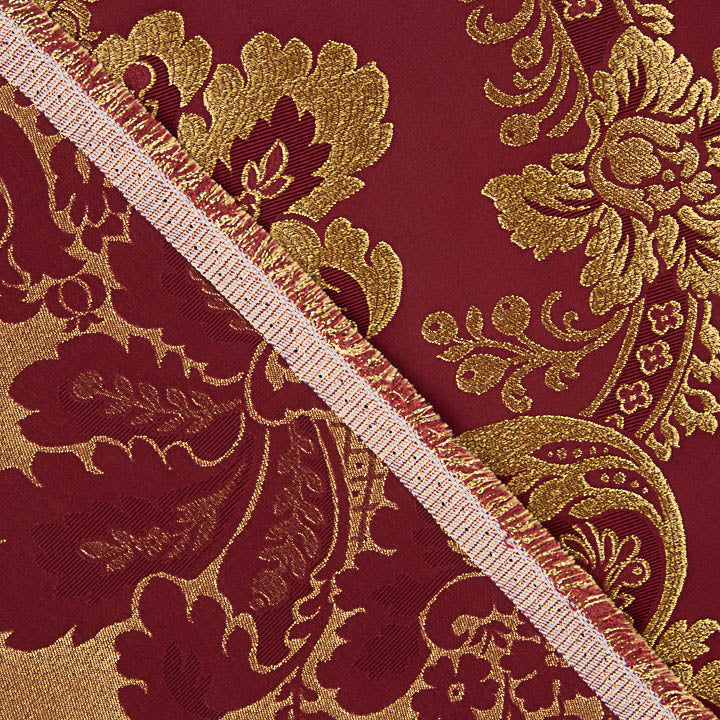Brocado Jacquard Damasco Dorado Burdeos - Ribes y Casals