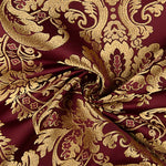 Brocado Jacquard Damasco Dorado Burdeos - Ribes y Casals