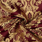 Brocado Jacquard Damasco Dorado Burdeos - Ribes y Casals