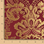 Brocado Jacquard Damasco Dorado Burdeos - Ribes y Casals