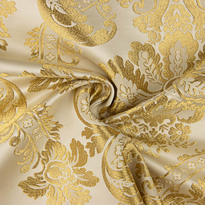 Brocado Jacquard Damasco Dorado Marfil - Ribes y Casals