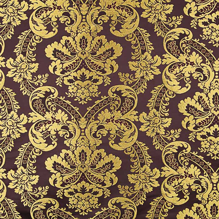 Brocado Jacquard Damasco Dorado Morado - Ribes y Casals