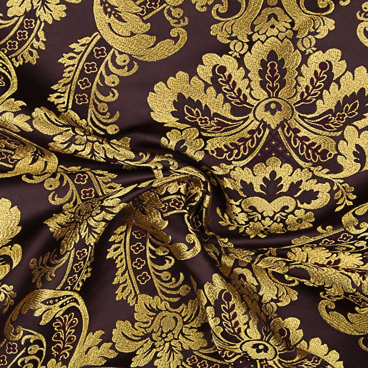 Brocado Jacquard Damasco Dorado Morado - Ribes y Casals