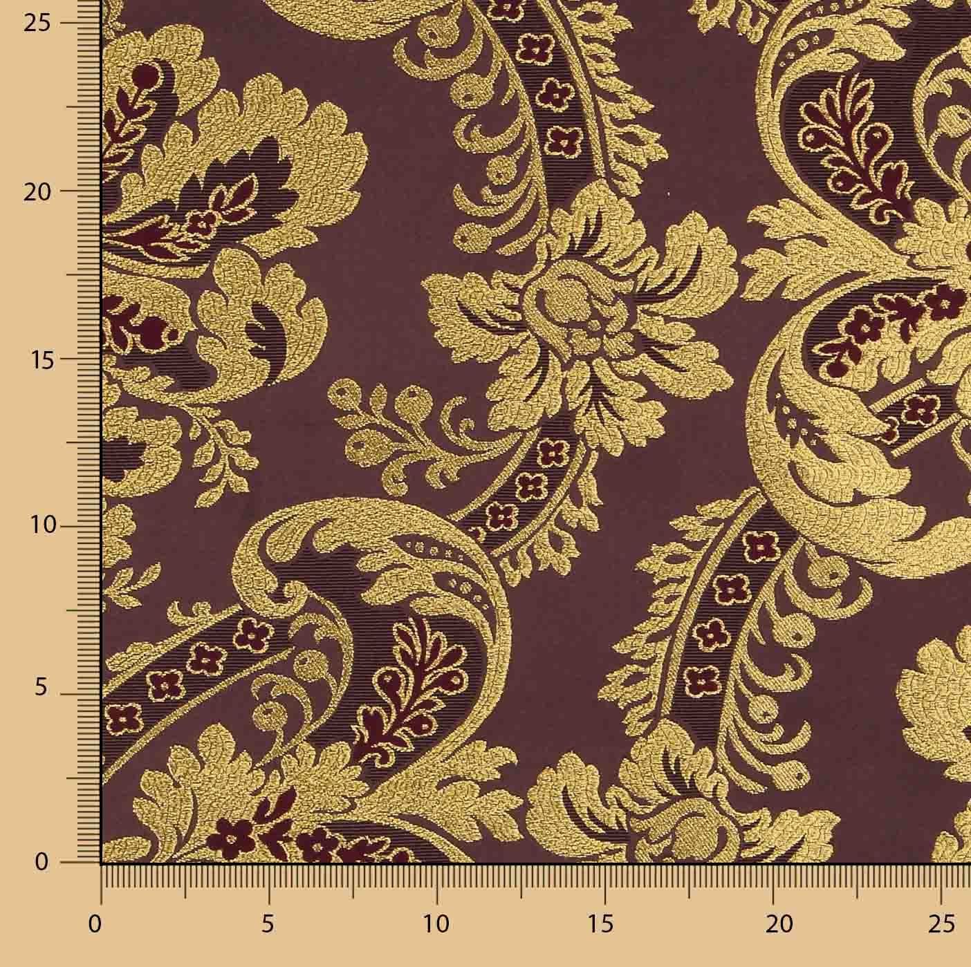 Brocado Jacquard Damasco Dorado Morado - Ribes y Casals