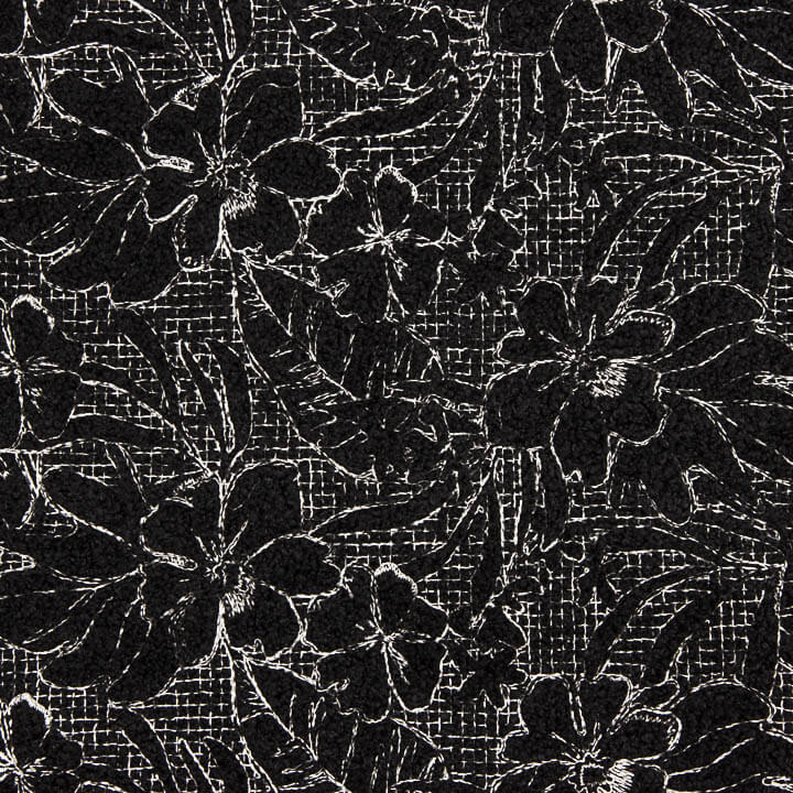 Bouclé Bordado Floral Noctis Negro - Ribes y Casals