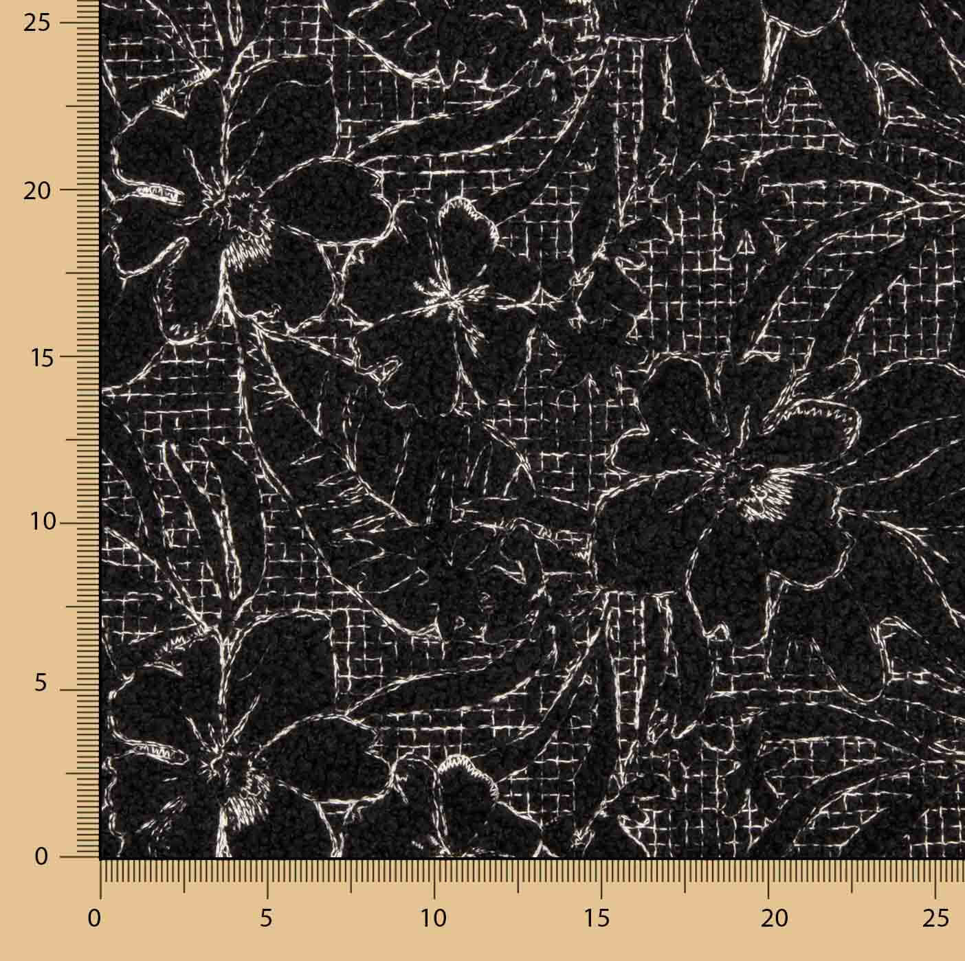 Bouclé Bordado Floral Noctis Negro - Ribes y Casals