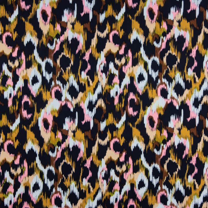 Viscosa Satén Estampada Animal Print Rosa - Ribes y Casals