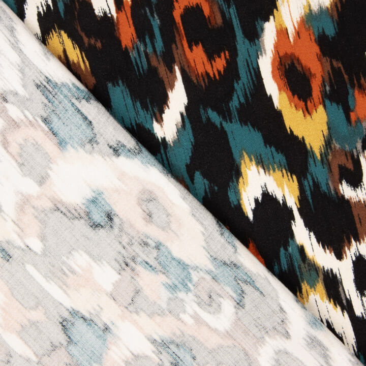 Viscosa Satén Estampada Animal Print Teja - Ribes y Casals