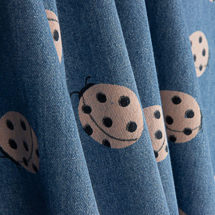 Denim Algodón Estampado Mariquitas Índigo - Ribes y Casals