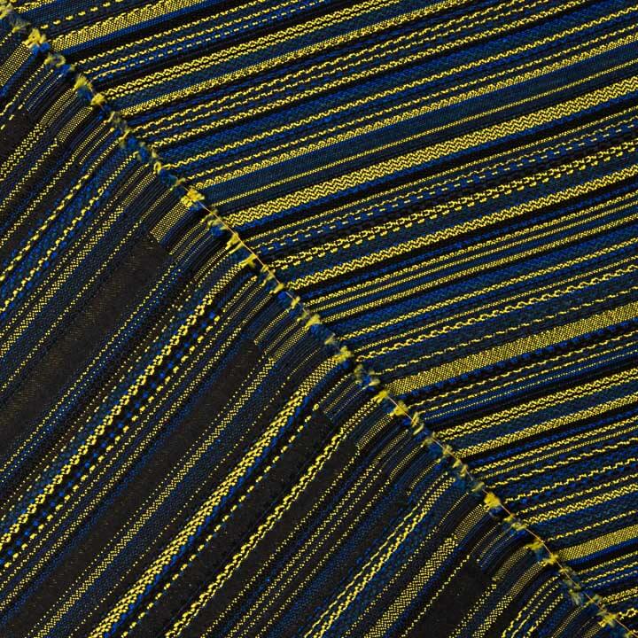 Brocado Rayas Alpujarreña Azul, Negro y Mostaza - Ribes y Casals