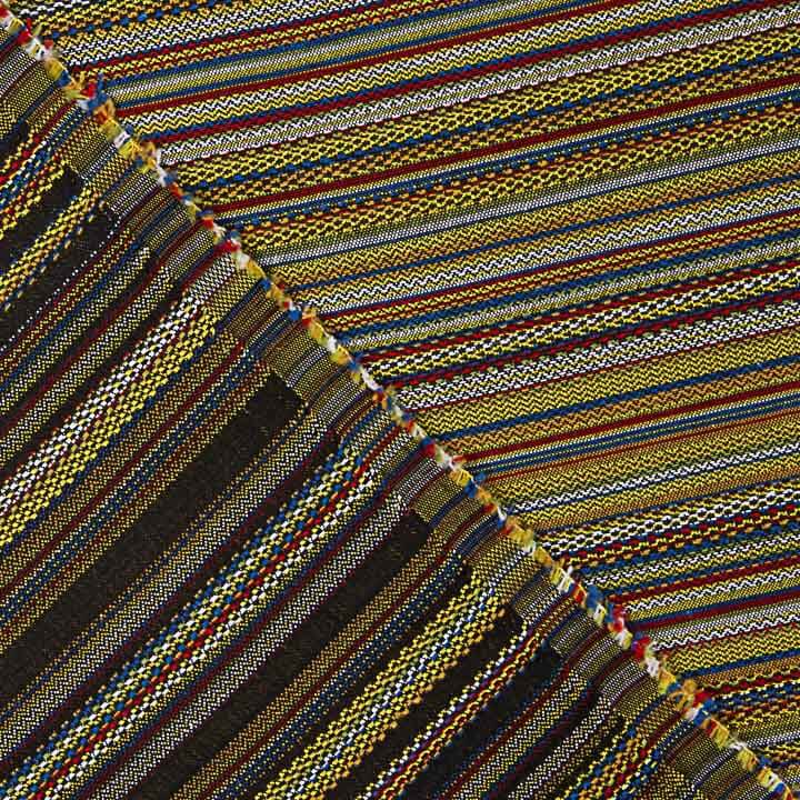 Brocado Rayas Alpujarreña Mostaza, Azul y Rojo - Ribes y Casals