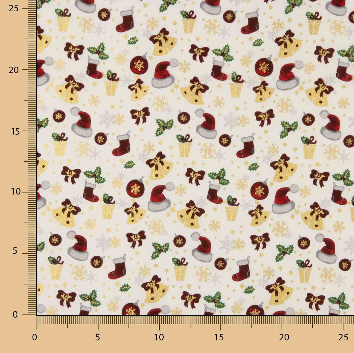 Popelín Navidad Motivos Navideños Blanco - Ribes y Casals
