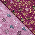 Popelín Navidad Bolas y Estrellas Granate - Ribes y Casals