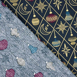 Popelín Navidad Bolas y Estrellas Azul Marino - Ribes y Casals