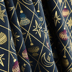 Popelín Navidad Bolas y Estrellas Azul Marino - Ribes y Casals